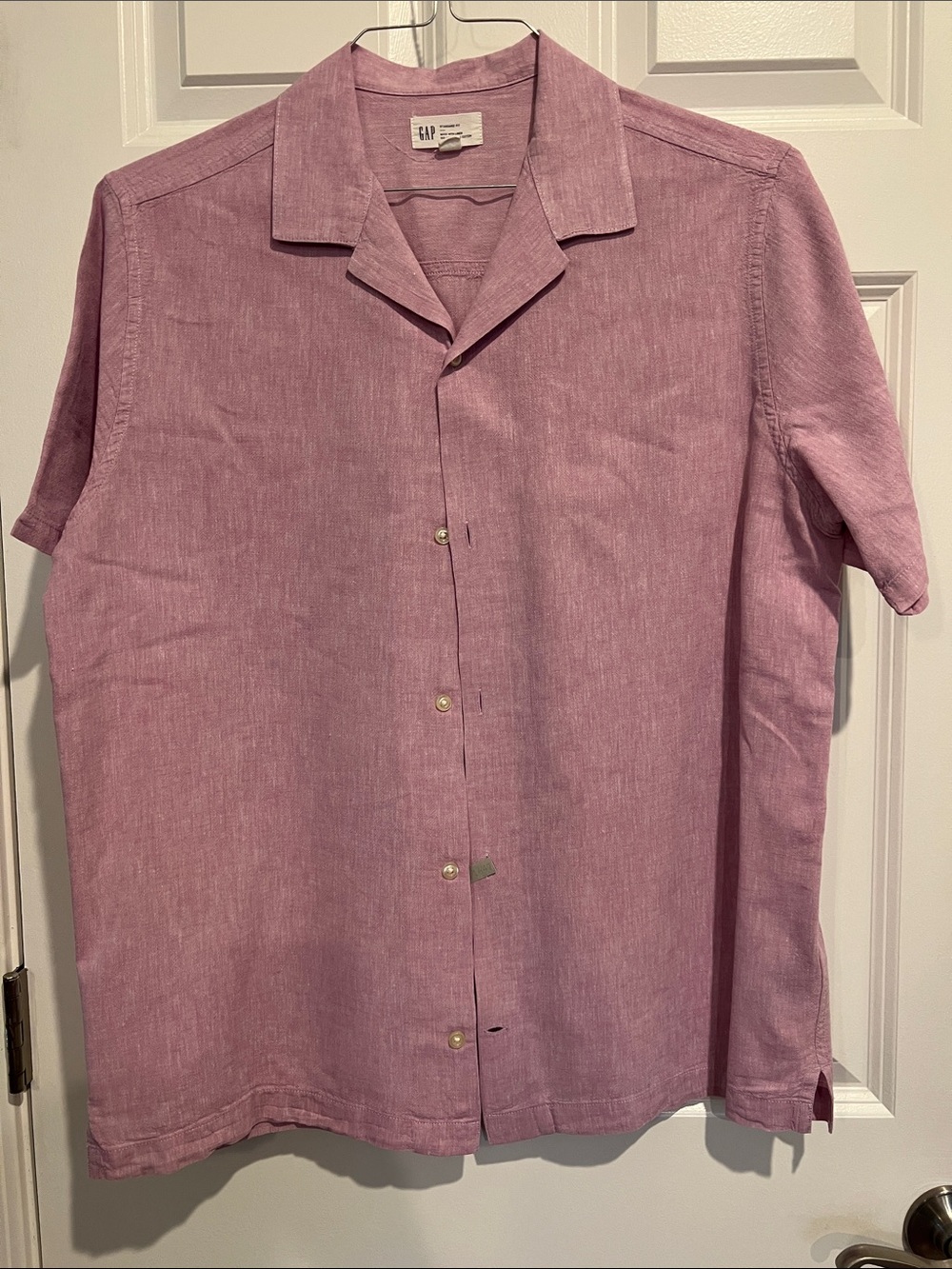 GAP Men’s Short Sleeve Button-Down Shirt - Rose Pink - Size Medium